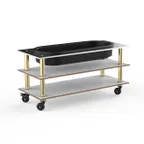image of Steelite MGCMLE03CBXH Configurable Buffet Table - Modular Mogogo Collection, White Carrera & Brushed Brass, Mixed Materials, 1 per Case