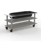 image of Steelite MGCMLE03GSXH Configurable Buffet Table with Grey Slate Stainless Steel Surface, Heavy-Duty Casters, Modular Design (1 per Case)