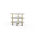 image of Steelite MGCMLX04CBXF Modular Classic Corner Buffet Table - White Carrera with Brushed Brass Finish, Heavy Duty Casters, Mixed Materials, 1 per Case, Modular Collection (Minimum Case Quantity)