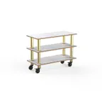 image of Steelite MGCMSX02CBXW - Modular Mogogo Configurable Buffet Table with White Carrera & Brush Brass, Heavy-Duty Casters, Mixed Materials, 1 per Case