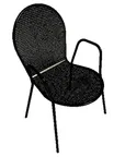 image of American Tables & Seating 93 Aluminum Outdoor Arm Chair with Round Meshed Back & Seat, Black