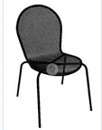 image of American Tables & Seating 94 Aluminum Outdoor Side Chair with Round Meshed Back & Seat, Black
