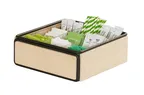 image of Cal-Mil 25211-93 12"x12"x4.75" Square Wood Condiment Organizer, 9 Sections, Natural