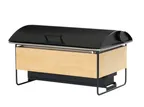 image of Cal-Mil 25225-93 Chafing Dish, 23" x 17.5" x 13.75", Holds 5 Sterno Cans, Matte Black Lift-Top, Wire