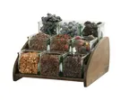 image of Cal-Mil 27015-9-136 3-Tier Wood Condiment Organizer, 14" x 13.5" x 9" H, Brown, 9-Jar