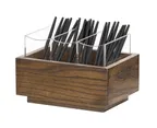 image of Cal-Mil 27020-136 Melrose Flatware Organizer, 3-Compartment Wood Utensil Caddy, 9.5" x 6.75" x 6.25"H, Chocolate Brown
