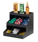 image of Cal-Mil 28503-13 Classic 12"x12"x11.5" Two-Tier Black ABS Condiment Organizer Bin Rack with 9 Bins