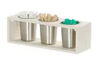 image of Cal-Mil 28603-3-141 3-Compartment Utensil Holder Display Caddy, 17" x 5.5" x 5.5"H, HDPE Plastic, Coastal