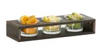 image of Cal-Mil 28604-4-140 Countertop Condiment Organizer, Brown 3-Section 16.12"x5.5"x2", Holds 3×16oz Jars
