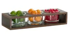 image of Cal-Mil 28604-5-140 3-Section Condiment Caddy, 32oz, 19.25" x 6.38" x 2.88" HDPE, Mocha Brown