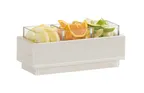 image of Cal-Mil 28616-141 3-Section White HDPE Condiment Caddy, 13" x 5.5" x 4.5", Holds 3 Jars
