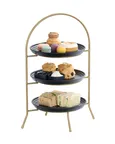 image of Cal-Mil 977-10-90 Tiered Display Stand – 3‑Tier Round, 11.75" x 11.75" x 20" Matte Gold Metal Base