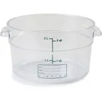 image of Carlisle 1076307 StorPlus Food Storage Container, 2 qt, Round, Polycarbonate, Clear, Dishwasher Safe