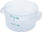 image of Carlisle 1096330 Food Storage Container, 2 Qt Round, Clear Polycarbonate, NSF Certified, Made in USA