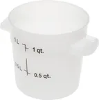 image of Carlisle 1097102 StorPlus Food Storage Container, 1 qt, Round, Polycarbonate, White