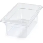 image of Carlisle 3068107 Food Pan, 1/4 Size 2.8 Qt Clear Polycarbonate, 10‑1/4" x 6‑19/50" x 4" Deep