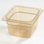 image of Carlisle 3088413 High Heat Hot Food Pan, 1/6 Size, 1.7 Qt, 4" Deep, Amber, Polyether Sulfone