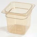 image of Carlisle 3088513 StorPlus Hot Food Pan, 1/6 Size, 2.5 Qt, 6" Deep, Amber Sulfone, BPA‑Free