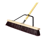 image of Carlisle 367378TC00 Commercial Push Broom, 24" Hardwood Block, Stiff Plastic Bristles, Maroon Handle
