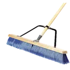 image of Carlisle 367382TC14 Commercial Push Broom, 24" Hardwood Block, Fine Plastic Bristles, Blue Finish