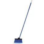 image of Carlisle 3686314 Duo‑Sweep Broom, 48" Blue Threaded Handle, 11" Wide Flagged Bristles, Lobby