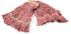 image of Carlisle 369411B05 Wet Mop Head - Small 1" Wide Band, Red 4‑Ply Cotton/Synthetic Mop