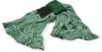 image of Carlisle 369418S09 Wet Mop Head - Medium 5" Green Band, Loop End, 4‑Ply Cotton/Synthetic Blend