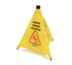image of Carlisle 3694204 Pop-Up Cone Floor Sign, 18" W x 20" H Nylon, English/Spanish/French