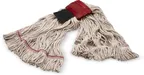 image of Carlisle 369424S00 Wet Mop Head - Large 5" Wide Red Band, Loop End, 4‑Ply Cotton Blend