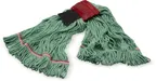 image of Carlisle 369424S09 Wet Mop Head - 5" Green End, 4‑Ply Cotton/Synthetic Blend Scrubber