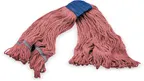 image of Carlisle 36943005 Wet Mop Head - X-Large 1" Blue Band Loop End, Red 4‑Ply Cotton/Synthetic Blend