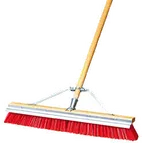 image of Carlisle 36952424 Flo‑Pac ScraperBroom, 24" Block, 3‑1/4" Orange Bristles, Scraper Blade, Handle & Brace