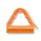 image of Carlisle 41323EC24 Sparta Tile & Grout Brush, 9" Orange Plastic Handle, Polyester Bristles, Scraper