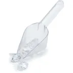 image of Carlisle 430607 Ice Scoop, 6 oz, 10-7/8" OA Length, Polycarbonate, Clear, NSF, Made in USA