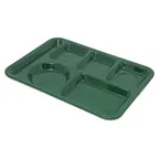 image of Carlisle 4398008 Left‑Handed 6‑Compartment Tray, 14" x 10", Green Melamine, Dishwasher‑Safe