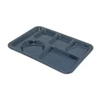 image of Carlisle 4398035 Left‑Handed 6‑Compartment Tray, 14" x 10", Blue Melamine, NSF, Resistant