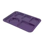 image of Carlisle 4398087 Left‑Handed 6‑Comp Rectangular Tray, 14" × 10", Purple Melamine, Dishwasher Safe