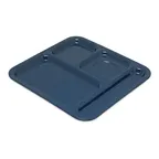 image of Carlisle 4398450 Compartment Tray – 10-1/9" x 9-25/32" Blue Melamine, 4‑Compartment, Dishwasher Safe