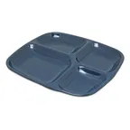 image of Carlisle 4398635 Tray – 4‑Compartment Melamine, 10‑5/16" x 9‑19/32" Blue, NSF/Dishwasher Safe