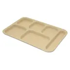 image of Carlisle 4398825 Right-Hand 6-Compartment Tray, 14-1/2" x 10" Tan Melamine, Dishwasher Safe, NSF