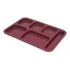 image of Carlisle 4398885 6-Compartment Tray, 14-1/2" x 10", Cranberry Melamine, NSF, Dishwasher Safe