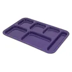 image of Carlisle 4398887 - Right‑Hand 6‑Compartment Melamine Tray, 14‑1/2" x 10", Purple, Dishwasher Safe
