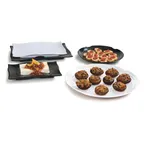 image of Carlisle 4452003 - Black Melamine Rectangular Platter 13-1/2" x 9-1/4", Textured, Dishwasher Safe