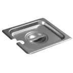 image of Carlisle 607160CS 1/6 Steam Table Pan Cover, Slotted Lift-Off, Handle, 24‑Gauge 18/8 Stainless Steel
