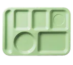 image of Carlisle 61409 Green ABS Tray, 13‑7/8" L × 9‑7/8" W, 6‑Comp, NSF‑Approved, Dishwasher Safe