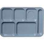 image of Carlisle 61459 Left 6-Compartment Tray, 13-7/8" x 9-7/8" Slate Blue ABS, NSF, Stain‑Scratch Resistant