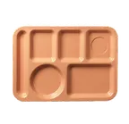 image of Carlisle 614PC25 Left Hand 6‑Compartment Tray, 13‑7/8" x 9‑7/8", Tan Polycarbonate, Dishwasher Safe