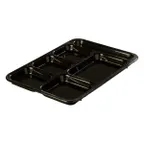 image of Carlisle 614R03 - Right-Hand 6-Compartment Rectangular Tray, 14-3/8" x 10" Black ABS, Dishwasher Safe