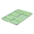 image of Carlisle 614R09 Right-Hand 6-Compartment Tray, 14-3/8" L x 10" W, Green ABS Plastic, NSF