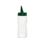 image of Carlisle 71276 Squeeze Oil/Sauce Bottle, 12 oz, Clear, Green Cap, Dishwasher Safe, Translucent